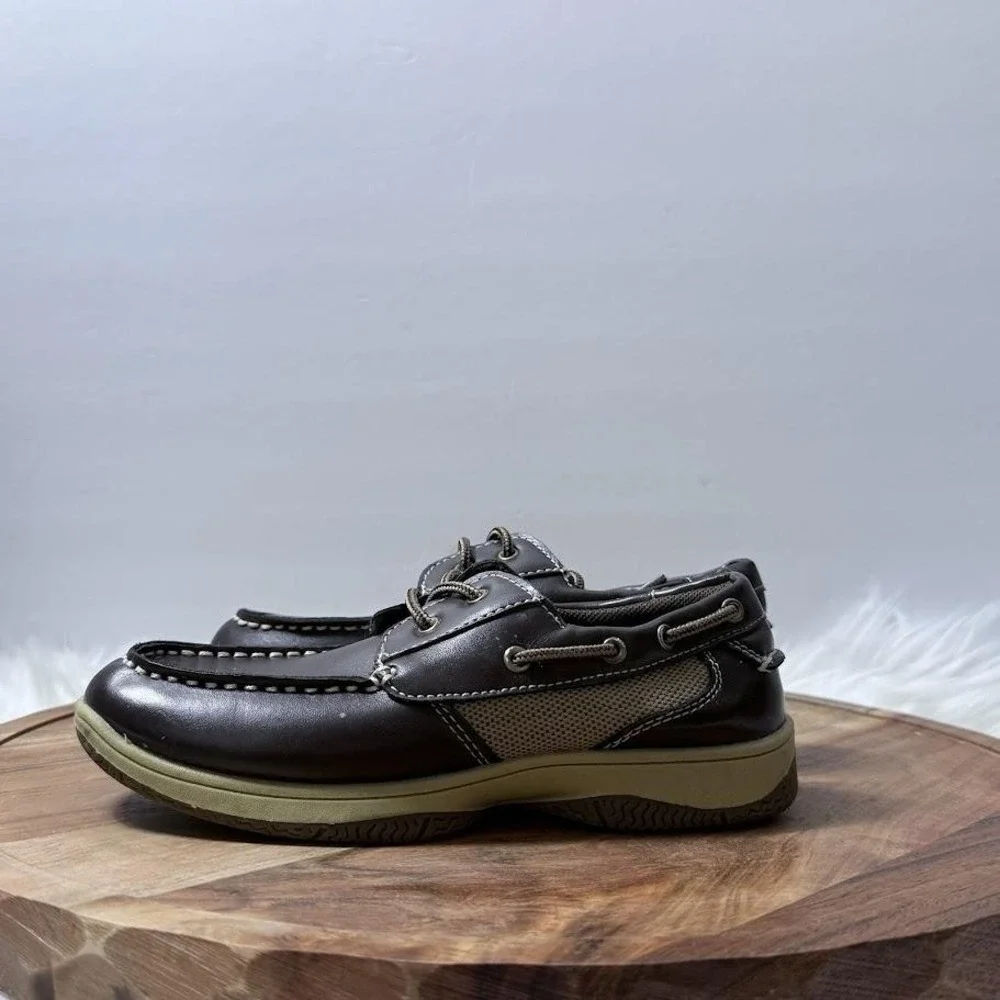 Deer Stags Jay Boat Shoes Boys kids 1.5 Brown Excellent Nautical Mesh Casual
